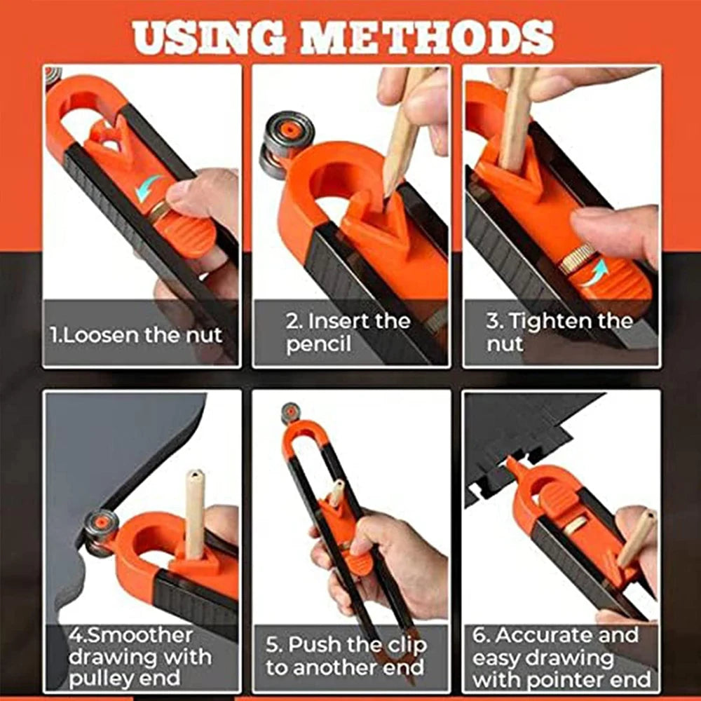New Profile Scribing Ruler Contour Gauge with Lock Precise Scribe Tool Woodworking Edge Corner Measuring Profile Duplicator
