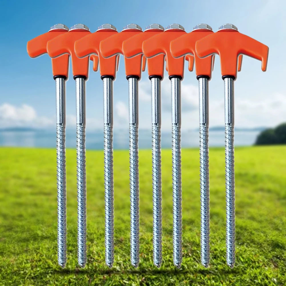 8Pcs Heavy Duty Spiral Screw with Hex Socket Stakes Ground Anchors Camping Stakes Tent Ground Nail Screw in Camping Tent Pegs