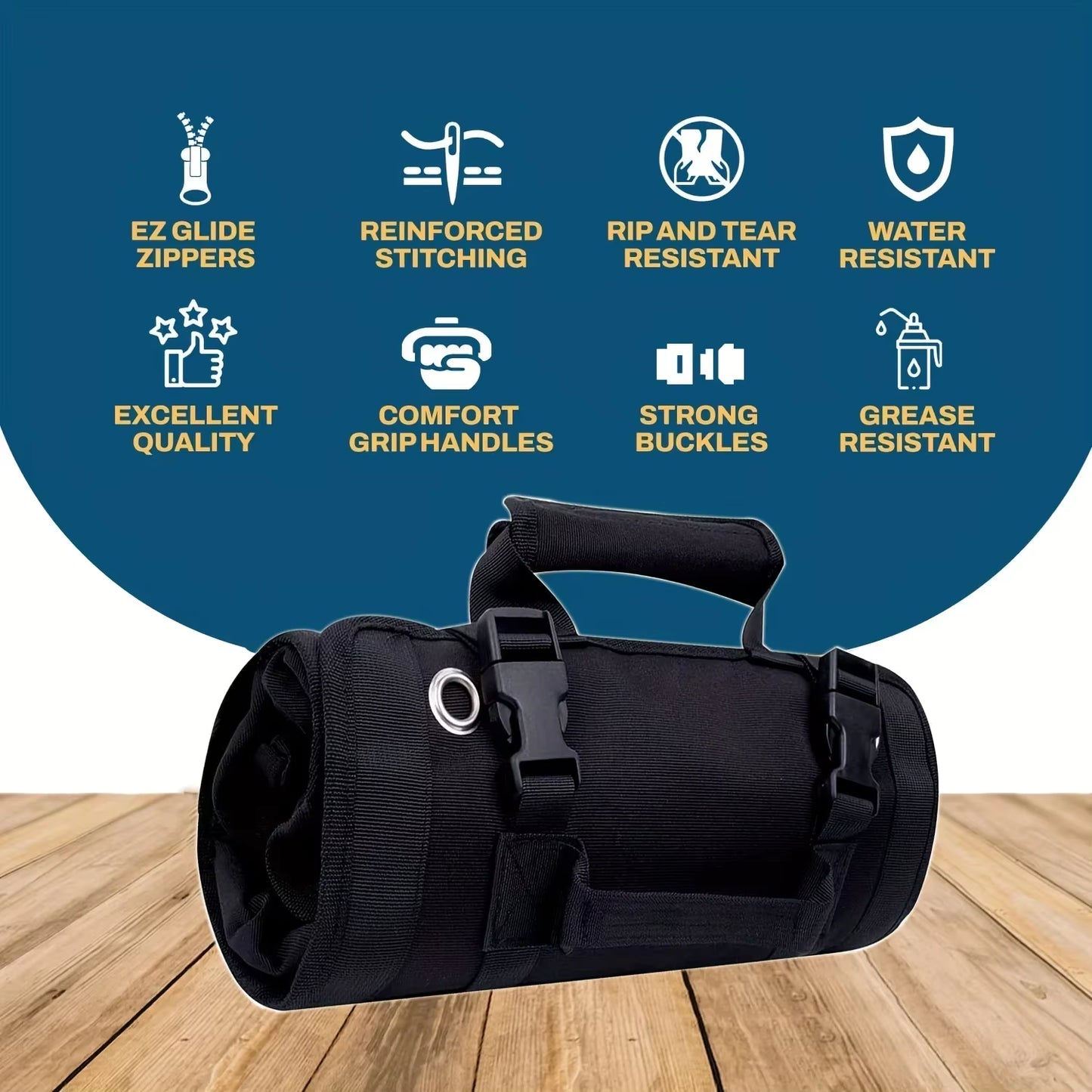 Tool Bag Organizers - Small Tool Bag with Detachable Pouches , Heavy Duty Roll up Tool Bag Organizer with 6 Tool Pouches