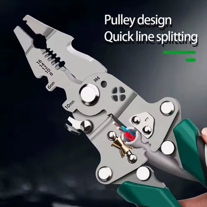 18 in 1 Foldable Wire Stripper with Pulley Design Multi-Function Electrician Tool for Wire Splitting Winding Crimping Cutting