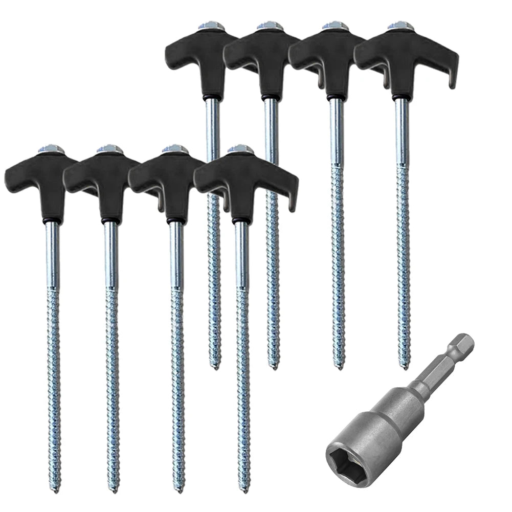 8Pcs Heavy Duty Spiral Screw with Hex Socket Stakes Ground Anchors Camping Stakes Tent Ground Nail Screw in Camping Tent Pegs