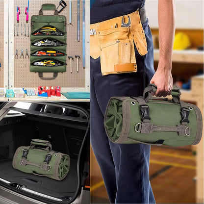 Tool Bag Organizers - Small Tool Bag with Detachable Pouches , Heavy Duty Roll up Tool Bag Organizer with 6 Tool Pouches