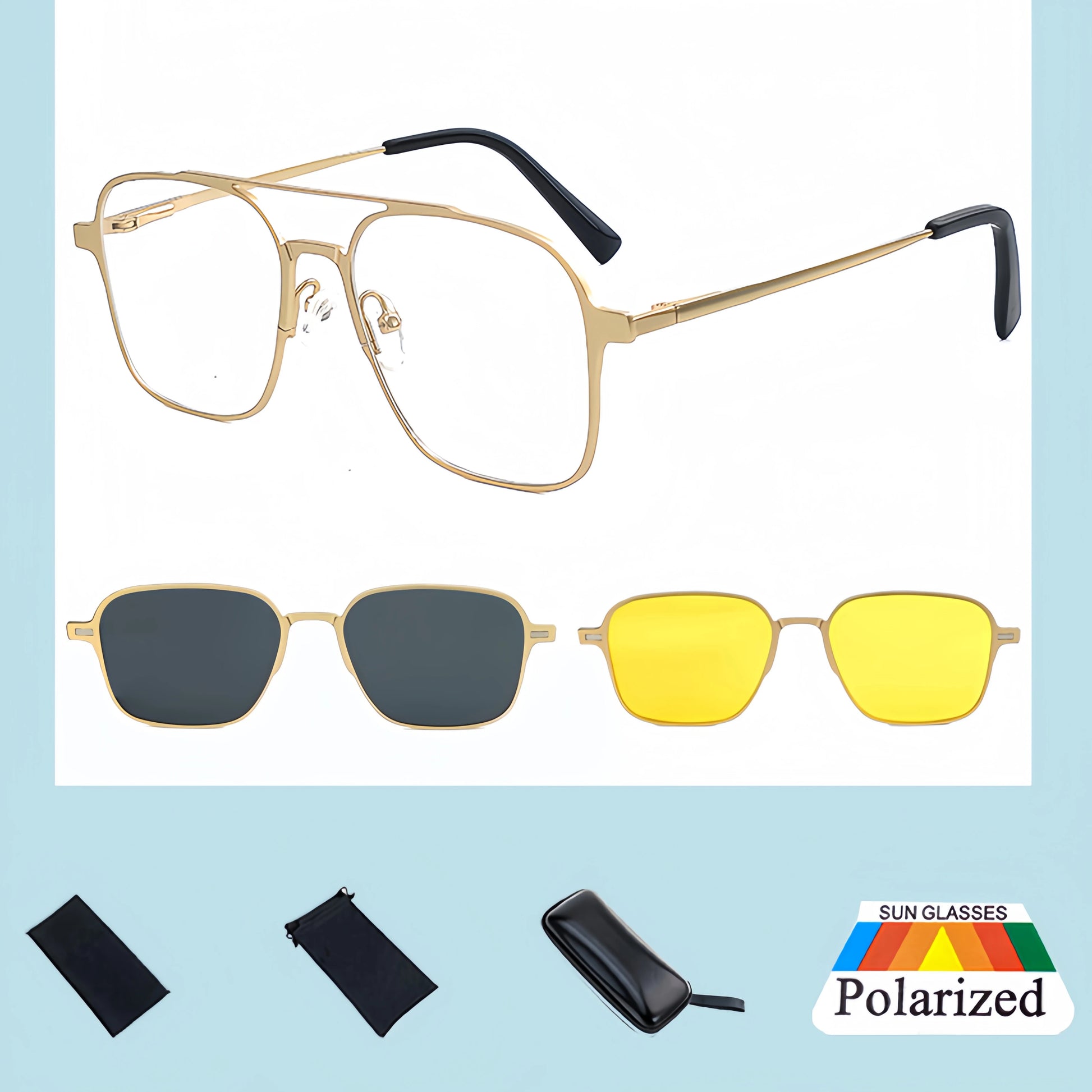 New Metal 3 in 1 Polarized Sunglasses Men Style Magnet Clip on Glasses Frame Trend 2024 Optical Computer Glasses UV400