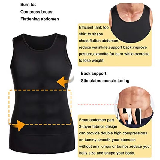Men Shapewear Undershirt Slimming Belly Shapewear Tummy Control Undershirt Body Shaper Waist Corset Tank Tops Underwear